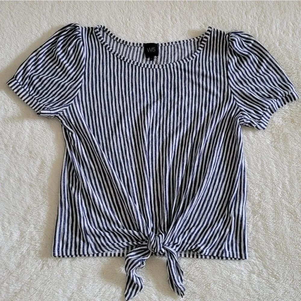 W5🖐️ by Anthropologie Striped Tie Bottom Top